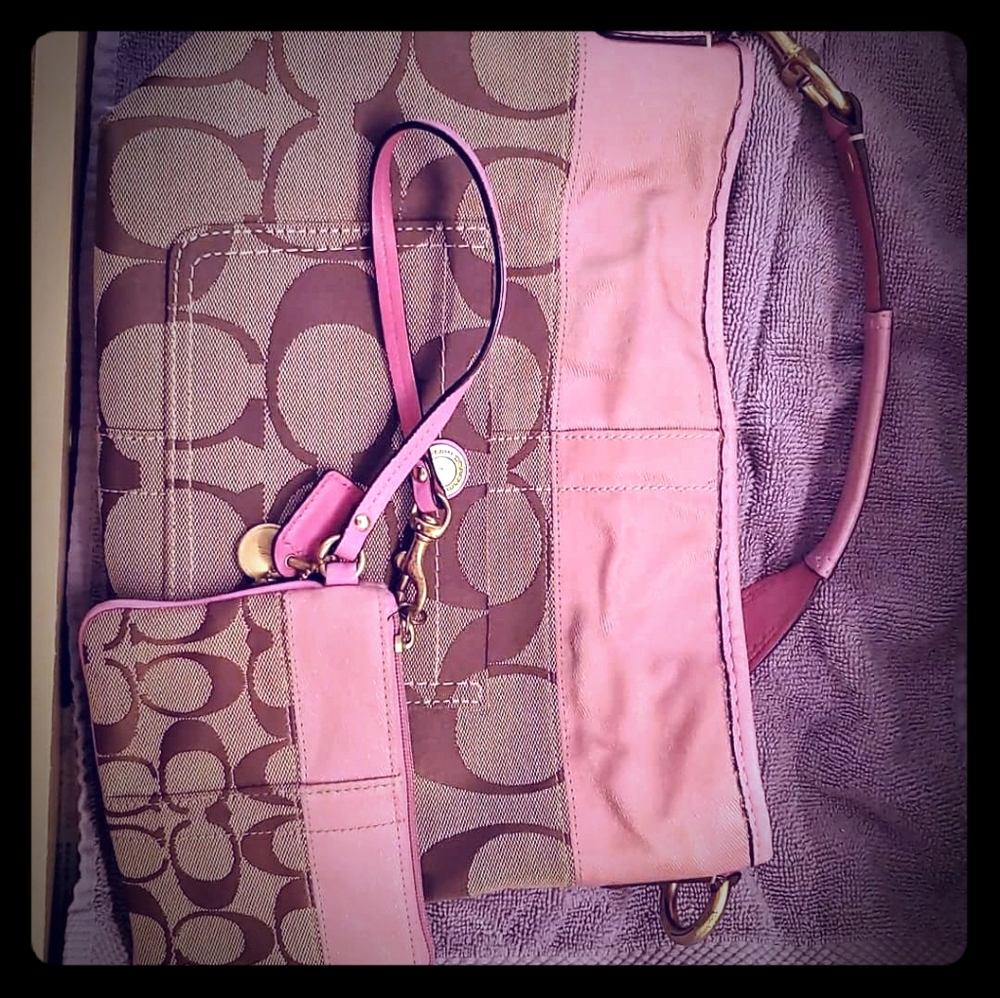 Coach handbag and matching wristlet